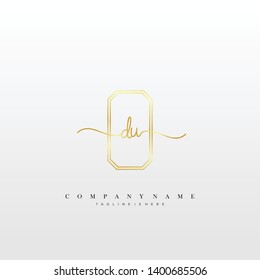DU initial handwriting logo template vector
