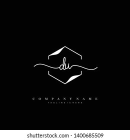 DU initial handwriting logo template vector