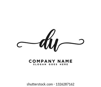 DU Initial Handwriting Logo Vector