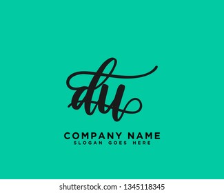 DU Initial Handwriting Logo Vector