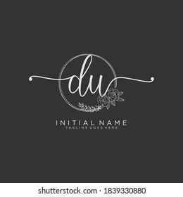 DU Initial handwriting logo vector