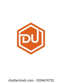 DU initial hexagon letter logo template vector