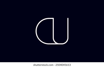 DU initial letter logo design. DU logo design vector in black background.