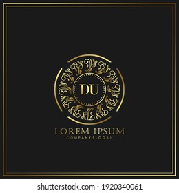 DU Initial Letter Luxury Logo template in vector art for Restaurant, Royalty, Boutique, Cafe, Hotel, Heraldic, Jewelry, Fashion and other vector illustration.