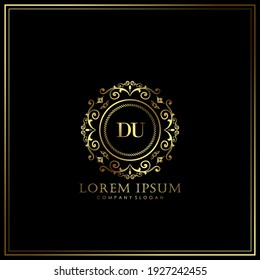 DU Initial Letter Luxury Logo template in vector art for Restaurant, Royalty, Boutique, Cafe, Hotel, Heraldic, Jewelry, Fashion and other vector illustration.