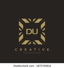 DU initial letter luxury ornament monogram logo template vector.