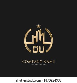 DU Initial Letter Real Estate Luxury house Logo Vector art for Business, Building, Architecture