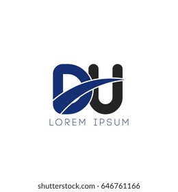 du initial letter uppercase logo blue and black