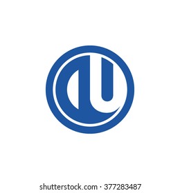 DU initial letters circle business logo blue