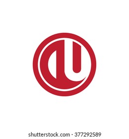 DU initial letters circle business logo red