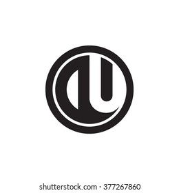 DU initial letters circle monogram logo