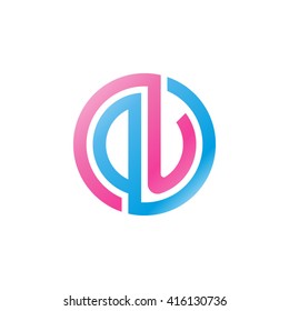 DU initial letters linked circle logo pink blue