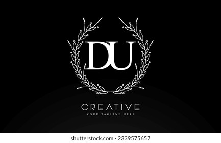 DU initial letters logo design template  with flower circle