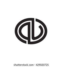 DU initial letters looping linked ellipse monogram logo