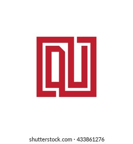 DU initial letters looping linked square logo red