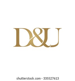 D&U Initial logo. Ampersand monogram golden logo