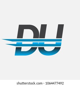 DU initial logo company name colored black and blue, Simple and Modern Logo Design.