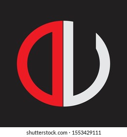 DU Initial Logo design Monogram Isolated on black background