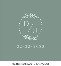 DU initial modern monogram wedding with creative circle line