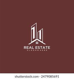 DU initial monogram building and roof logo for real estate