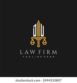 DU initial monogram for lawfirm logo with sword and scale