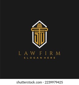 DU initial monogram logo for lawfirm with pillar in creative polygon design