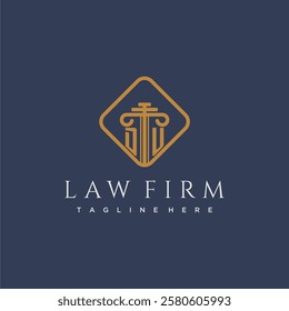 DU initial monogram logo for lawfirm with pillar in creative square design