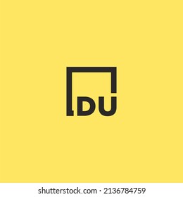 DU initial monogram logo with square style design