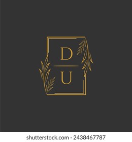 DU initial monogram wedding with creative square line