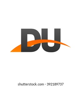 DU initial overlapping swoosh letter logo black orange