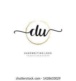 DU initial signature logo. handwriting logo template vector,