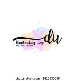 DU initial signature logo. handwriting logo template vector,