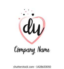 DU initial signature logo. handwriting logo template vector,