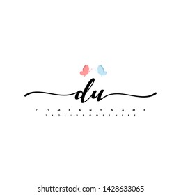 DU initial signature logo. handwriting logo template vector,