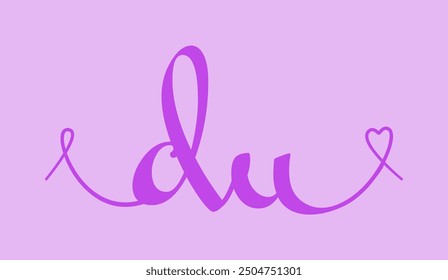 DU initial wedding monogram calligraphy vector illustration. Hand drawn lettering d and u love logo design for valentines day poster, greeting card, photo album, banner print or tattoo.