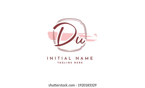 DU Initials, handwriting logo vector