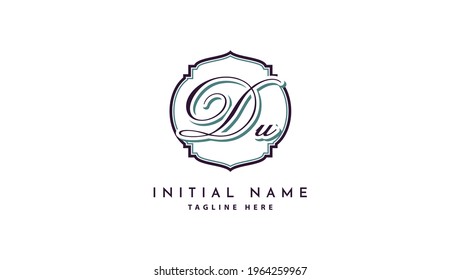 DU Initials, handwriting logo vector