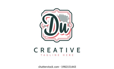 DU Initials, handwriting logo vector