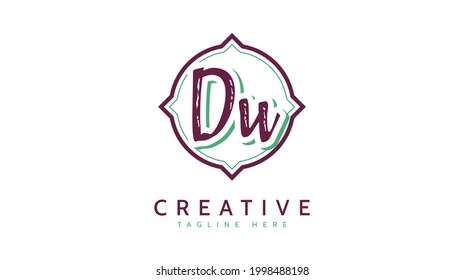 DU Initials, handwriting logo vector