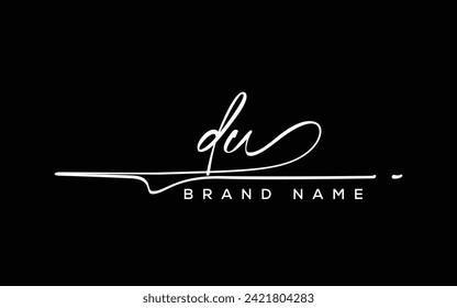 DU letter beauty handwriting vector logo. 