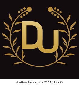 DU letter branding logo design with a leaf..
