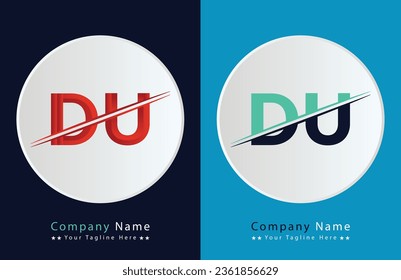 DU letter colorful logo in the circle. Vector Logo Illustration.