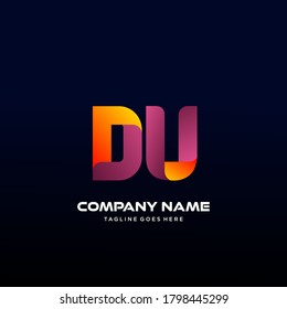 DU Letter initial Logo Vector With colorful, logo for media business