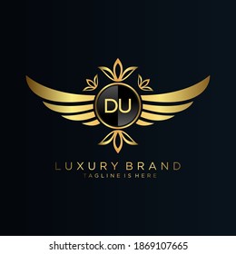 DU Letter Initial with Royal Template.elegant with crown logo vector, Creative Lettering Logo Vector Illustration.