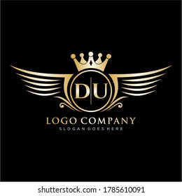 DU Letter Initial with Royal Wing Logo Template.