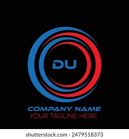 DU letter logo creative design. DU unique design. DU letter logo design on black background.