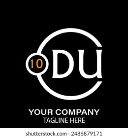 DU Letter Logo Design. Black Background.