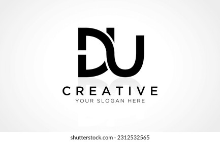 DU Letter Logo Design Vector Template. Alphabet Initial Letter DU Logo Design With Glossy Reflection Business Illustration.