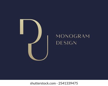 Design do ícone de logotipo da letra DU. Monograma de iniciais de luxo estilo clássico.