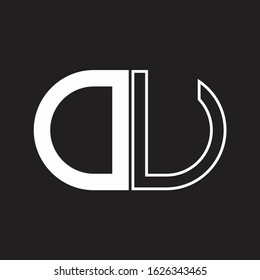 DU Letter logo monogram with oval shape negative space design template